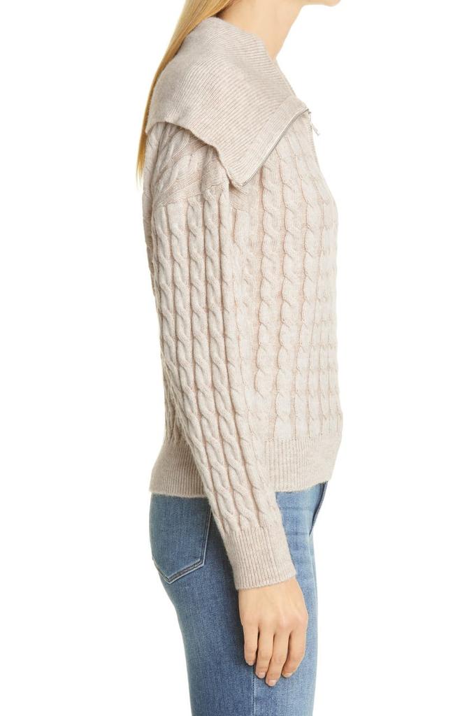 Half Zip Wool Blend Cable Sweater商品第3张图片规格展示