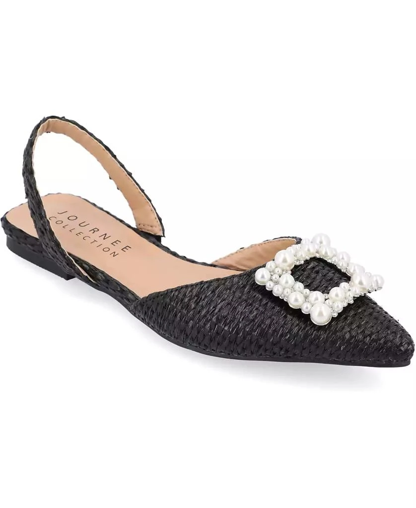 商品Journee Collection|Women's Hannae Embellished Slingback Flats,价格¥394,第1张图片