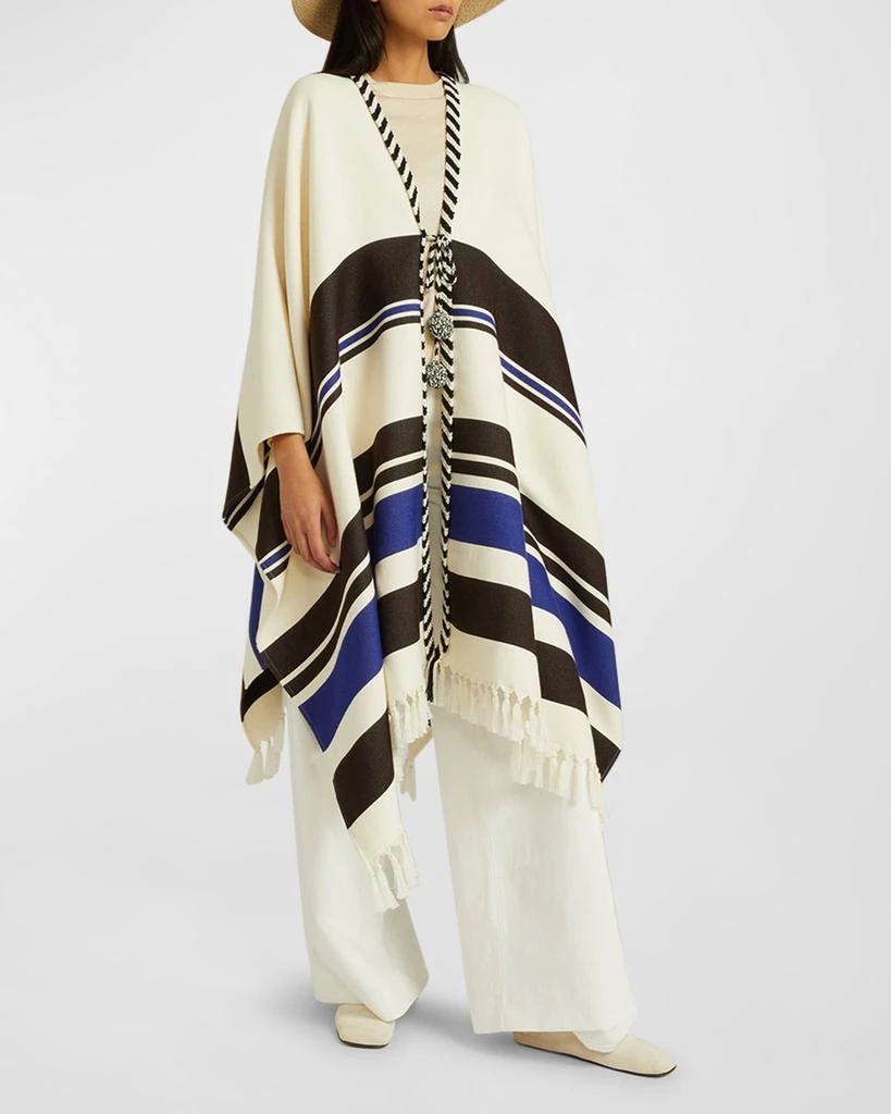 商品Loro Piana|Selene Cotton Striped Cape with Fringe Trim,价格¥16921,第1张图片