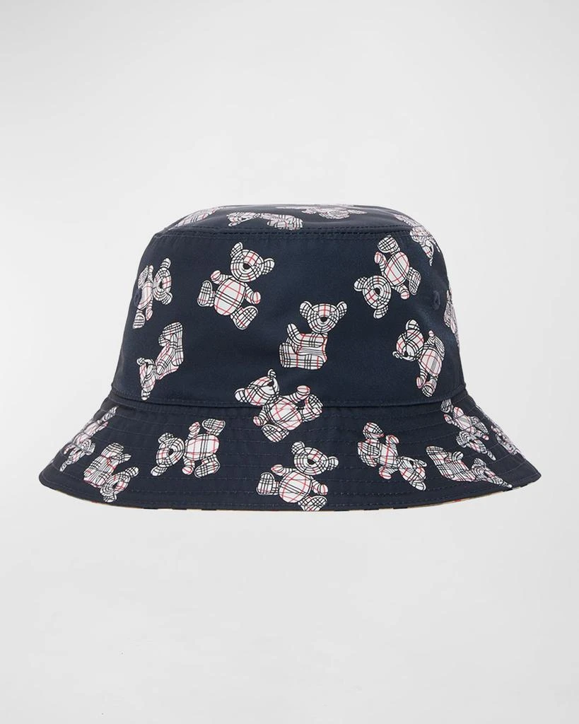 商品Burberry|Kid's Check Bear-Print Bucket Hat, Size S-M,价格¥939,第1张图片