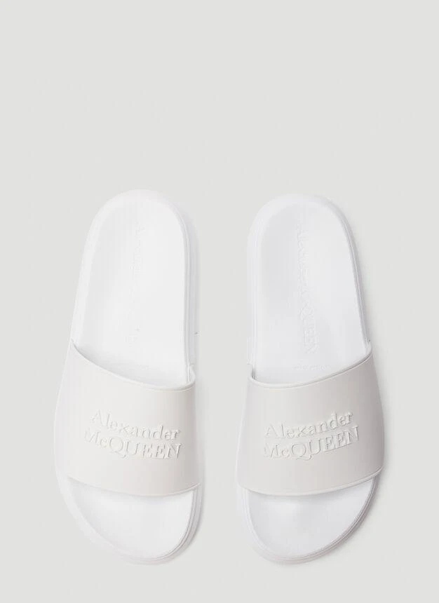 商品Alexander McQueen|Slider Logo Sandals in White,价格¥758,第2张图片详细描述