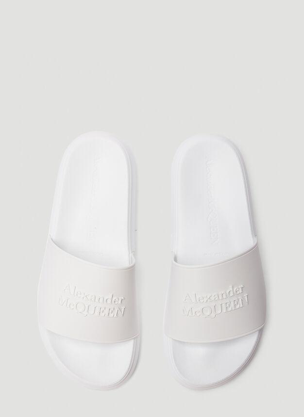 商品Alexander McQueen|Slider Logo Sandals in White,价格¥1038,第4张图片详细描述