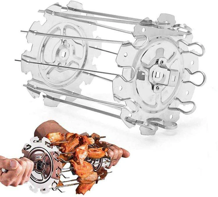 商品Vigor|BBQ Steel Metal Roaster Rotisserie Skewers Needle Cage Oven Rotisserie Motor Kebab Maker Grill,价格¥176,第1张图片