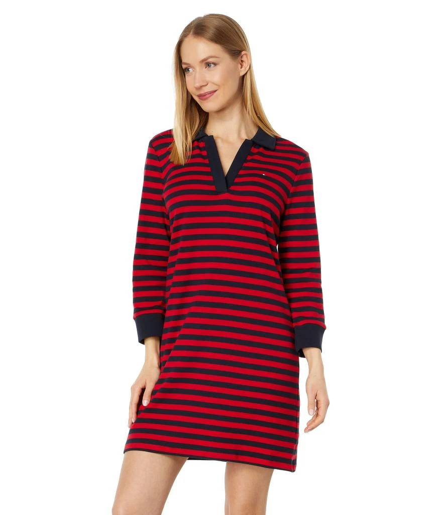 商品Tommy Hilfiger|3/4 Sleeve Stripe Johnny Collar Dress,价格¥514,第1张图片