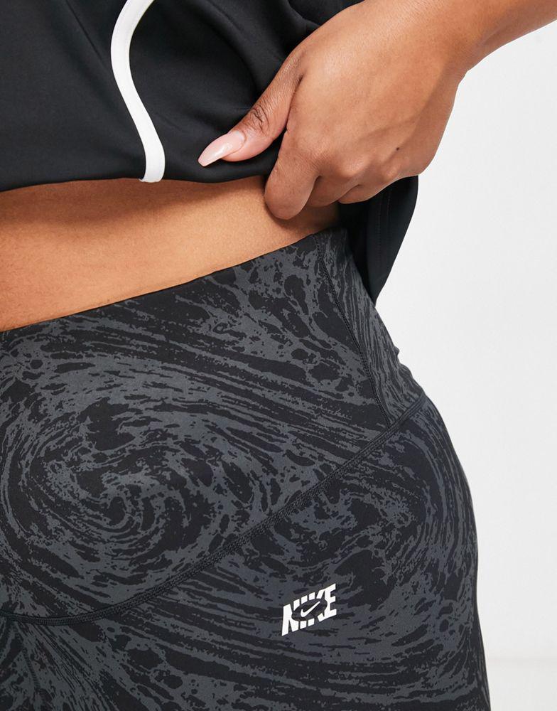 Nike Training Plus Icon Clash One Dri-FIT high rise printed 7/8 leggings in black商品第3张图片规格展示