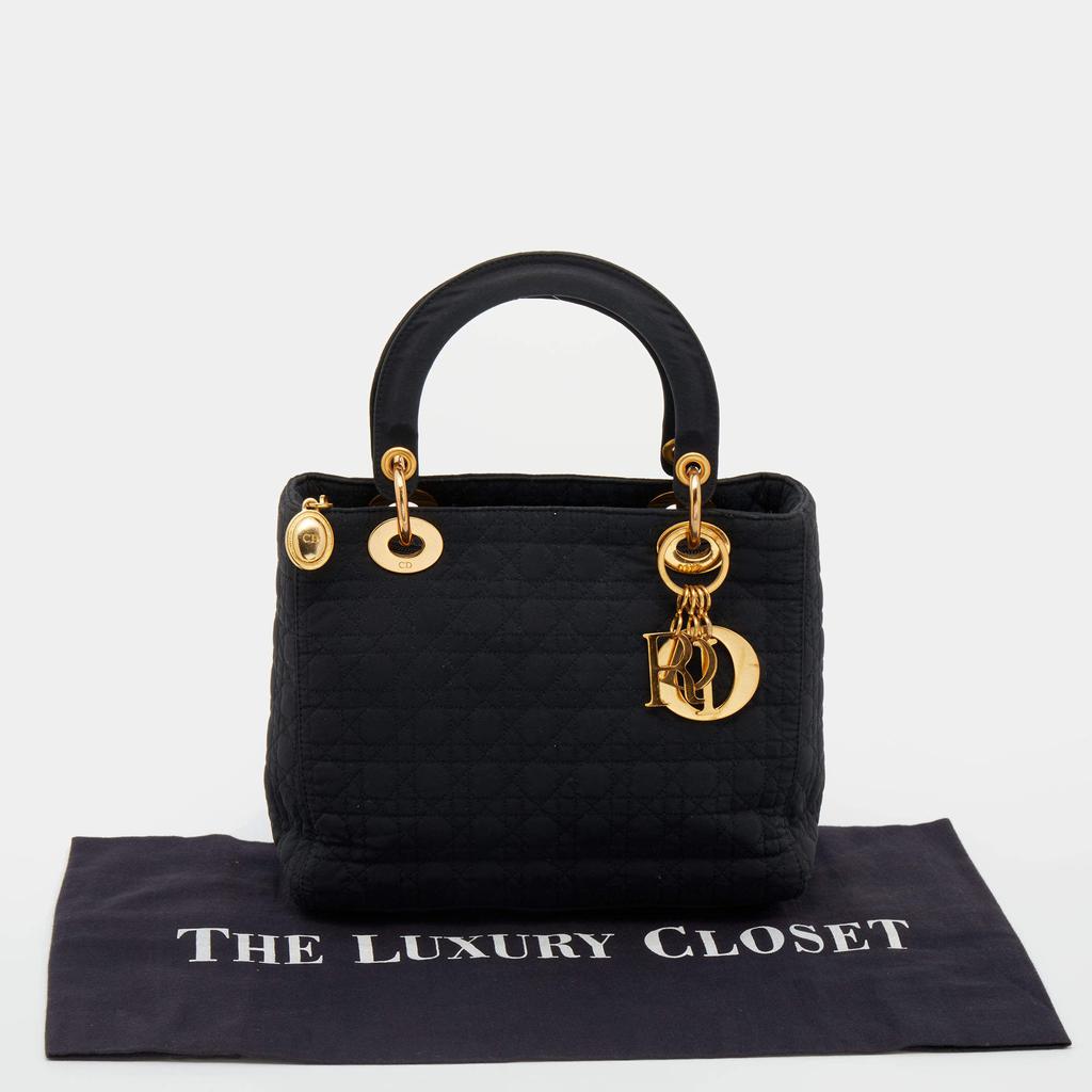 Dior Black Cannage Quilted Nylon Medium Lady Dior Tote商品第10张图片规格展示