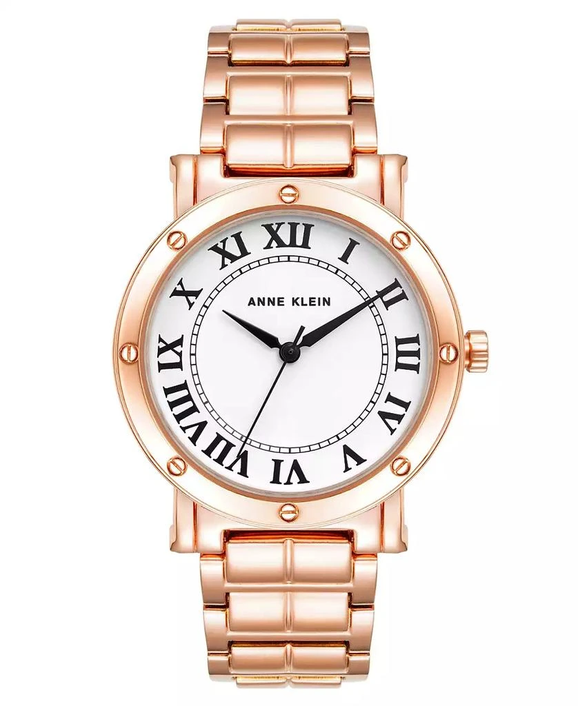 商品Anne Klein|Women's Three-Hand Quartz Round Rose Gold-Tone Alloy Bracelet Watch, 36mm,价格¥381,第1张图片