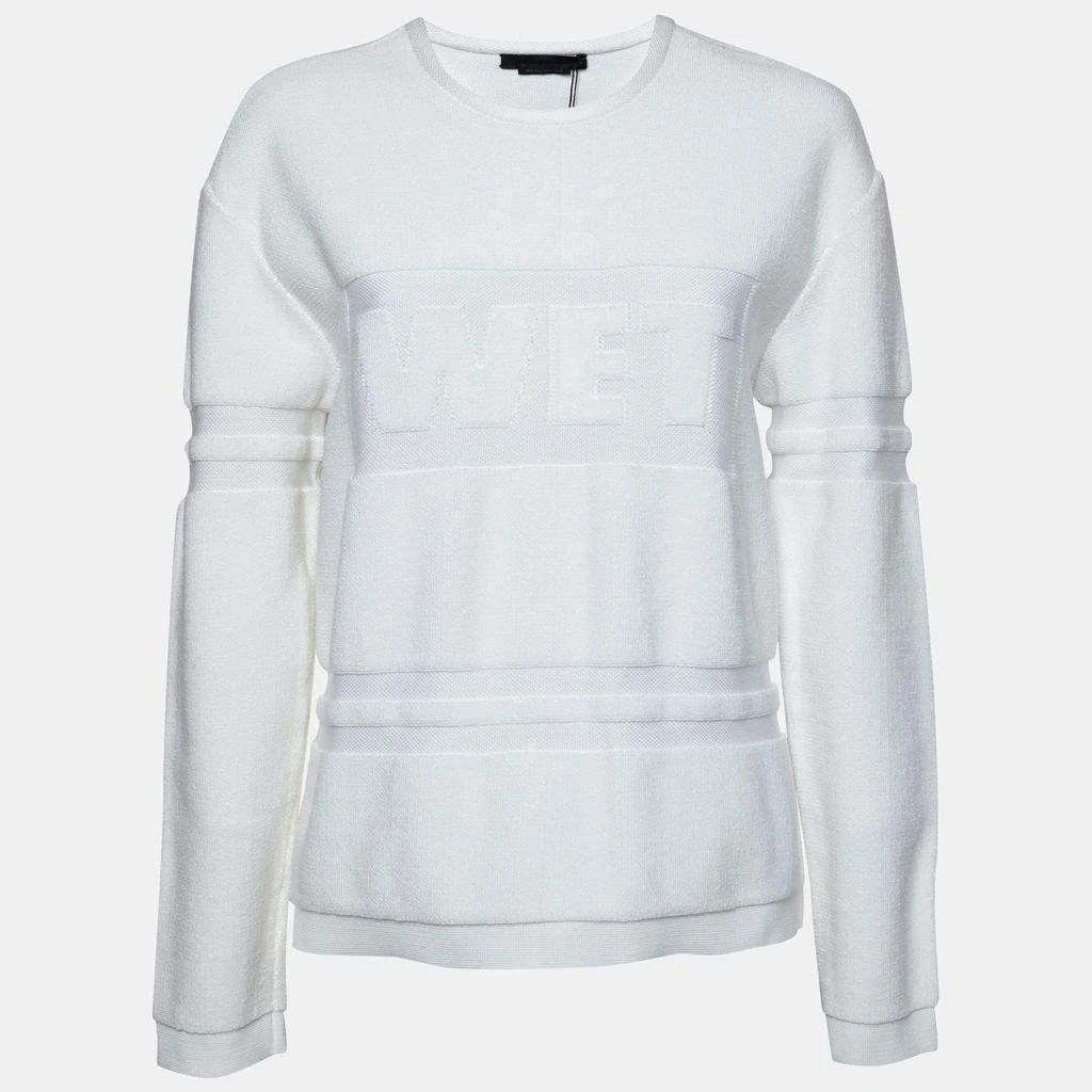 商品[二手商品] Alexander Wang|Alexander Wang White Terrycloth Knit Wet Embossed Sweatshirt M,价格¥948,第1张图片