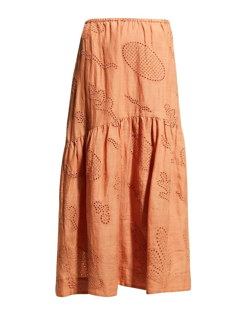 商品FRAME|Eyelet Tiered High-Low Maxi Skirt,价格¥666,第2张图片详细描述