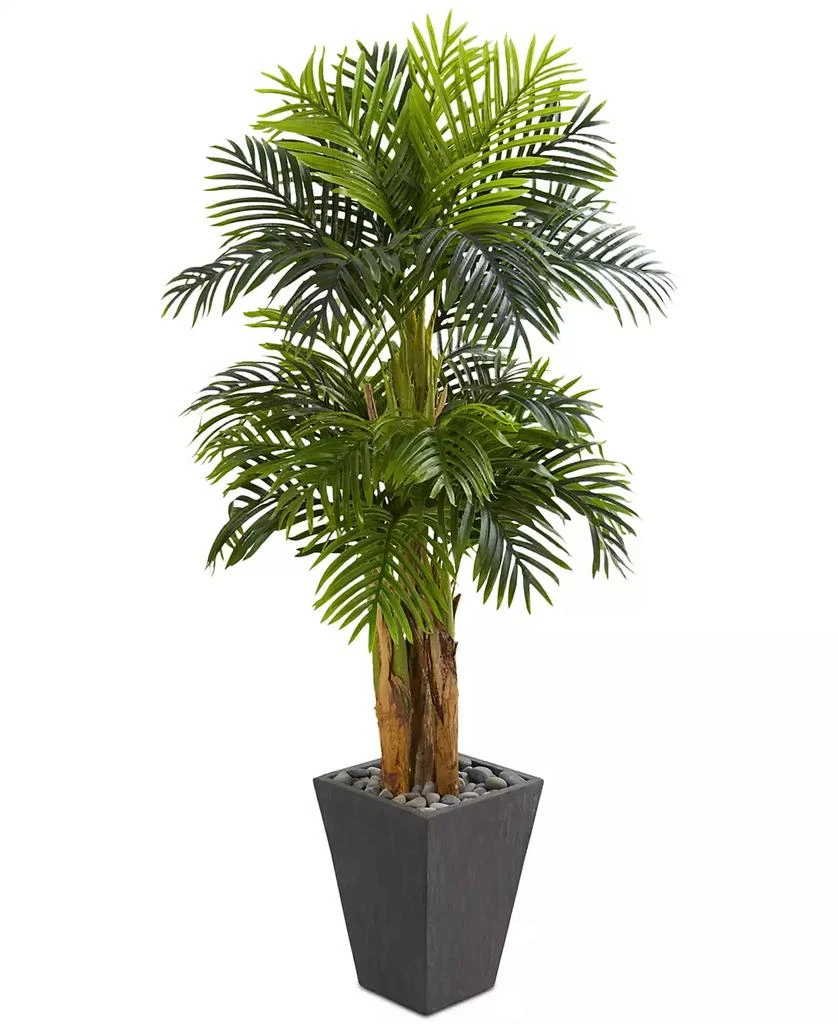 商品NEARLY NATURAL|5.5' Triple Areca Palm Artificial Tree in Slate-Finish Ceramic Planter,价格¥1891,第1张图片