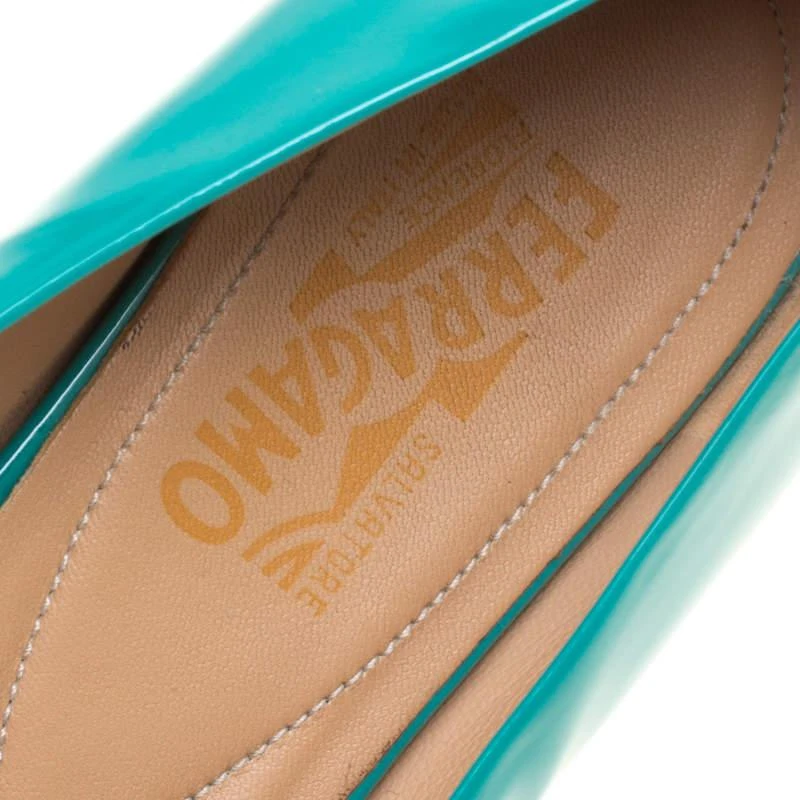 Salvatore Ferragamo Jade Green Patent Leather Varina Ballet Flats Size 40 商品