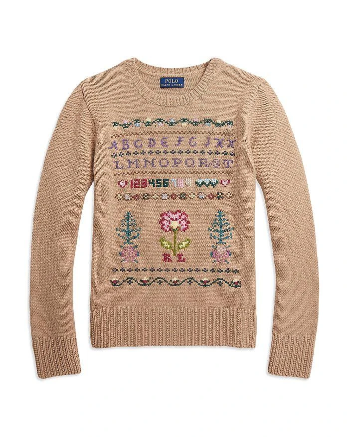 商品Ralph Lauren|Girls' Intarsia-Knit Wool-Blend Sweater - Little Kid, Big Kid,价格¥511,第1张图片