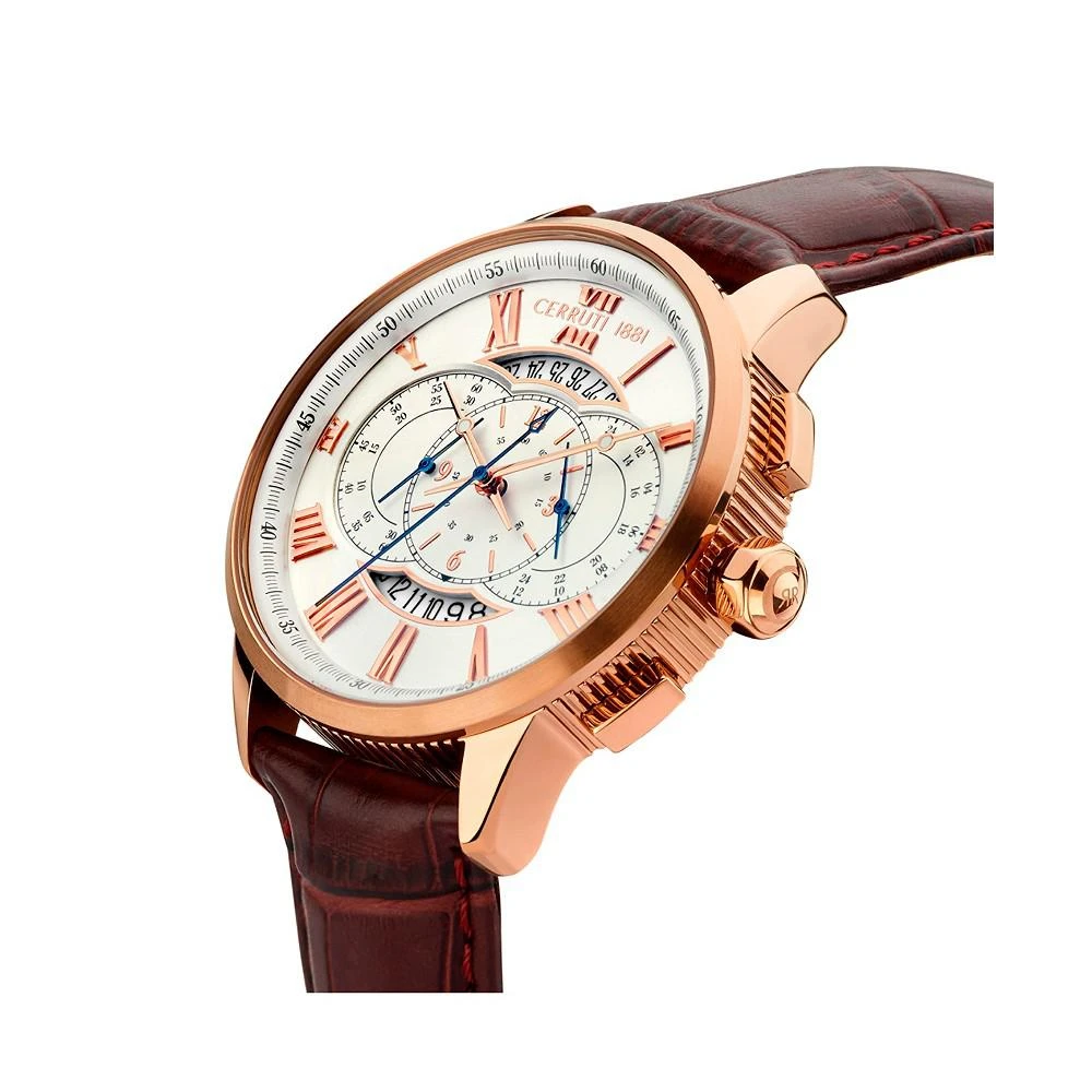 商品POLICE|Men's Mucciano Collection Brown Genuine Leather Strap Chronograph Watch, 44mm,价格¥2252,第2张图片详细描述