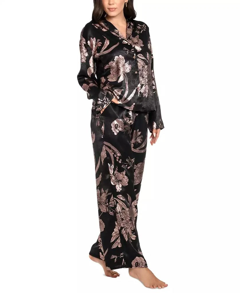 商品Midnight Bakery|Women's 2-Pc. Floral Hammered Satin Pajamas Set,价格¥633,第3张图片详细描述