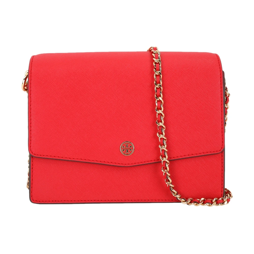 商品[国内直发] Tory Burch|TORY BURCH 女士红色牛皮革双链条单肩斜挎包 54281-612,价格¥1607,第1张图片