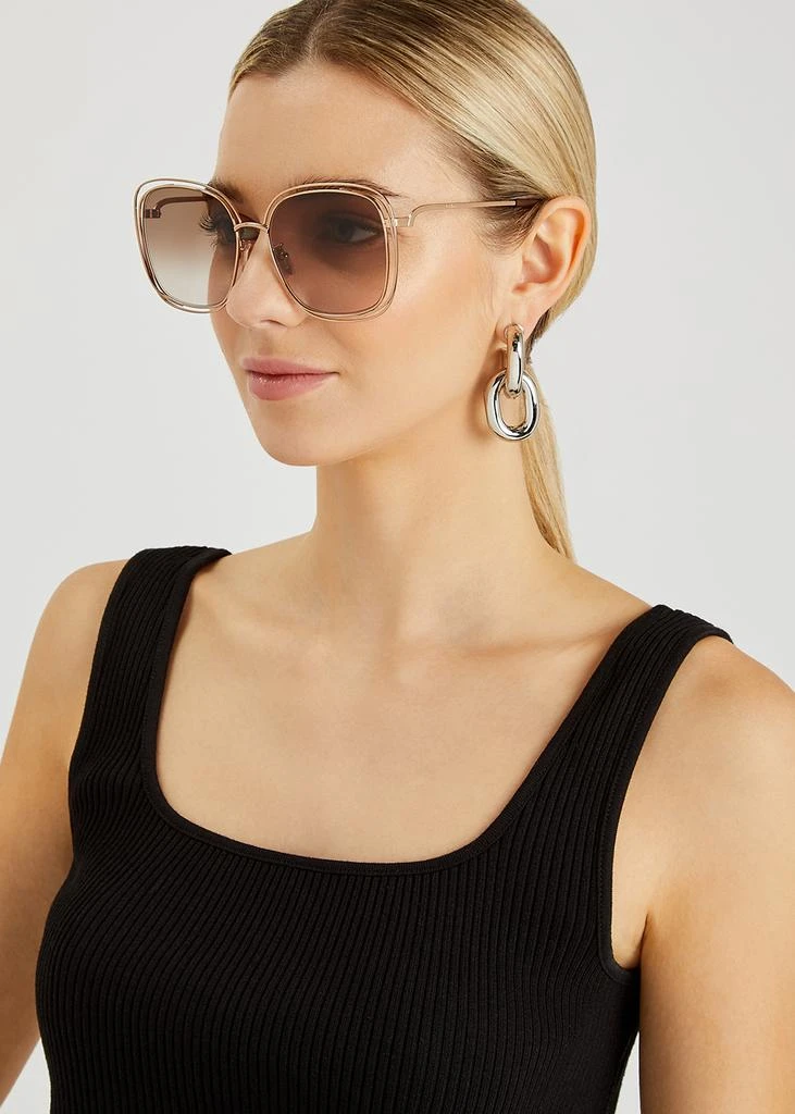 商品Chloé|Carlina rose gold-tone oversized sunglasses,价格¥2936,第4张图片详细描述