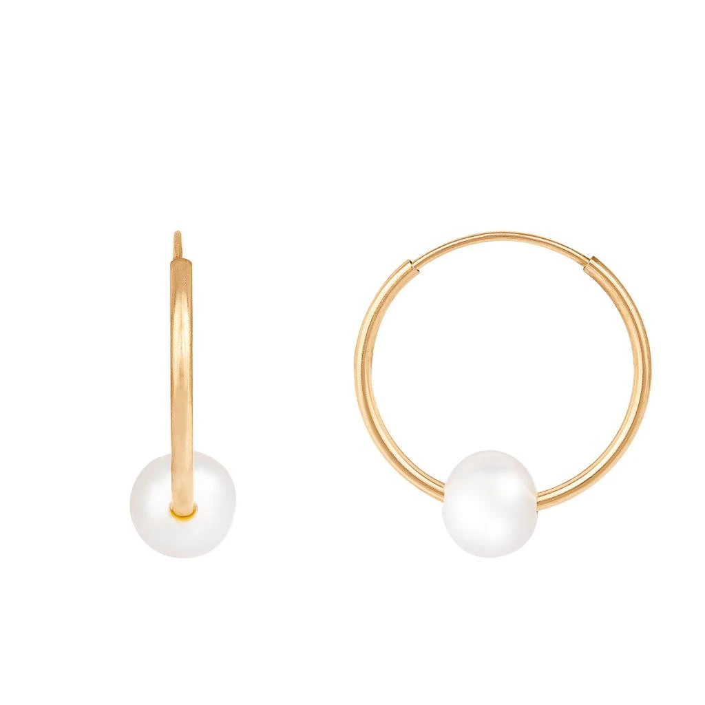 商品Splendid Pearls|5-6mm Pearl Hoop Earrings,价格¥521,第3张图片详细描述