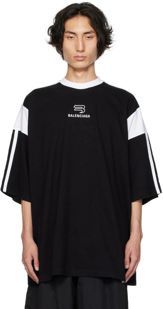 商品Balenciaga|Black & White Boxy Sporty T-Shirt,价格¥6439,第1张图片