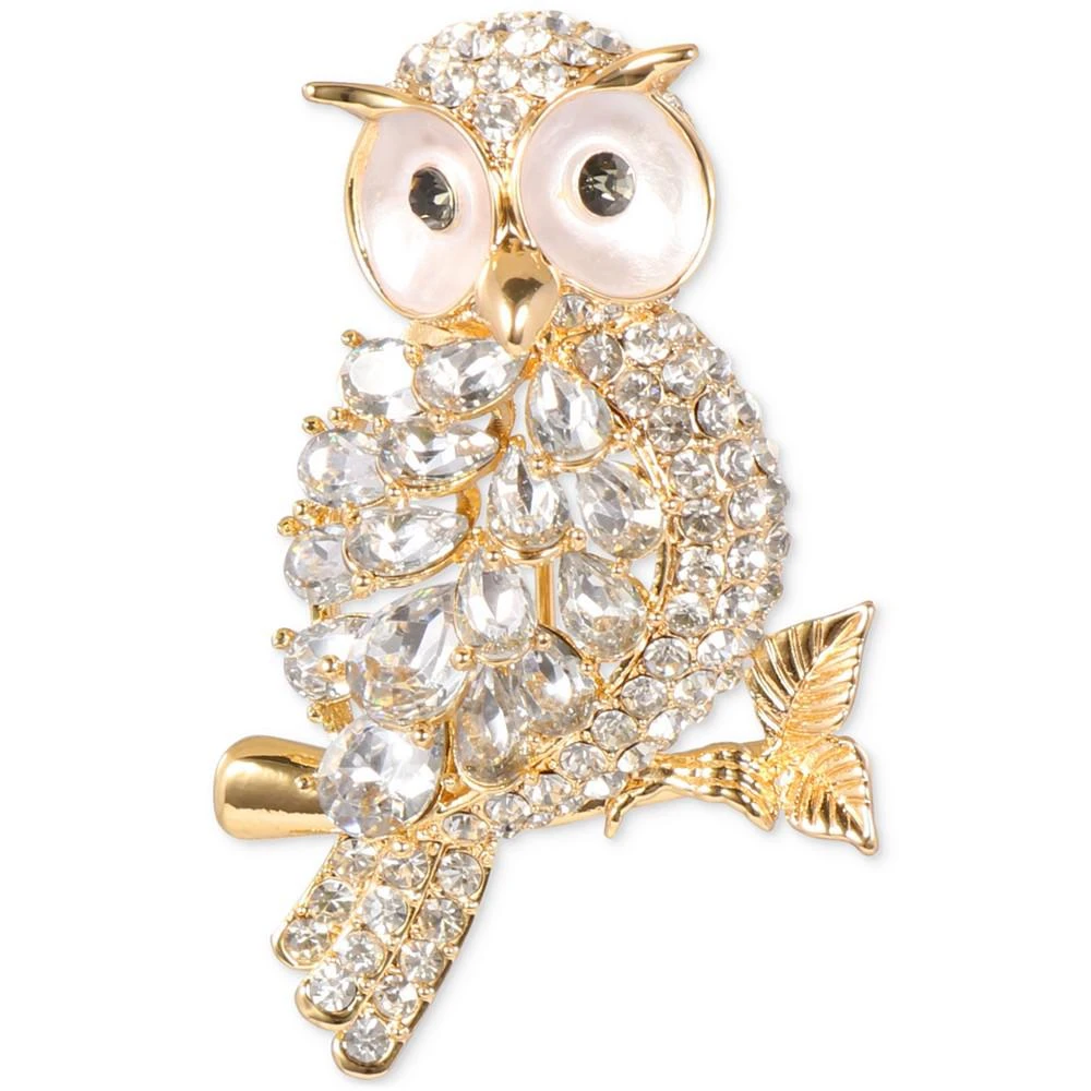 商品Charter Club|Gold-Tone Mixed Crystal Owl on Branch Pin, Created for Macy's,价格¥66,第1张图片