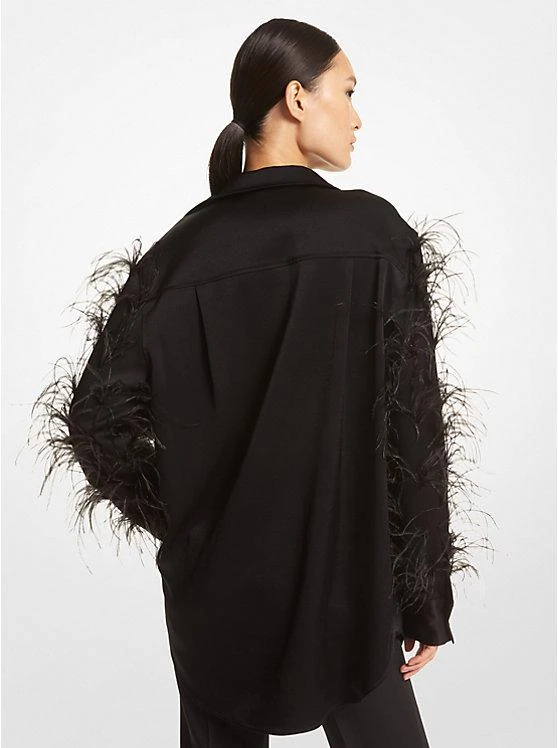 商品Michael Kors|Feather Trim Satin Blouse,价格¥829,第2张图片详细描述