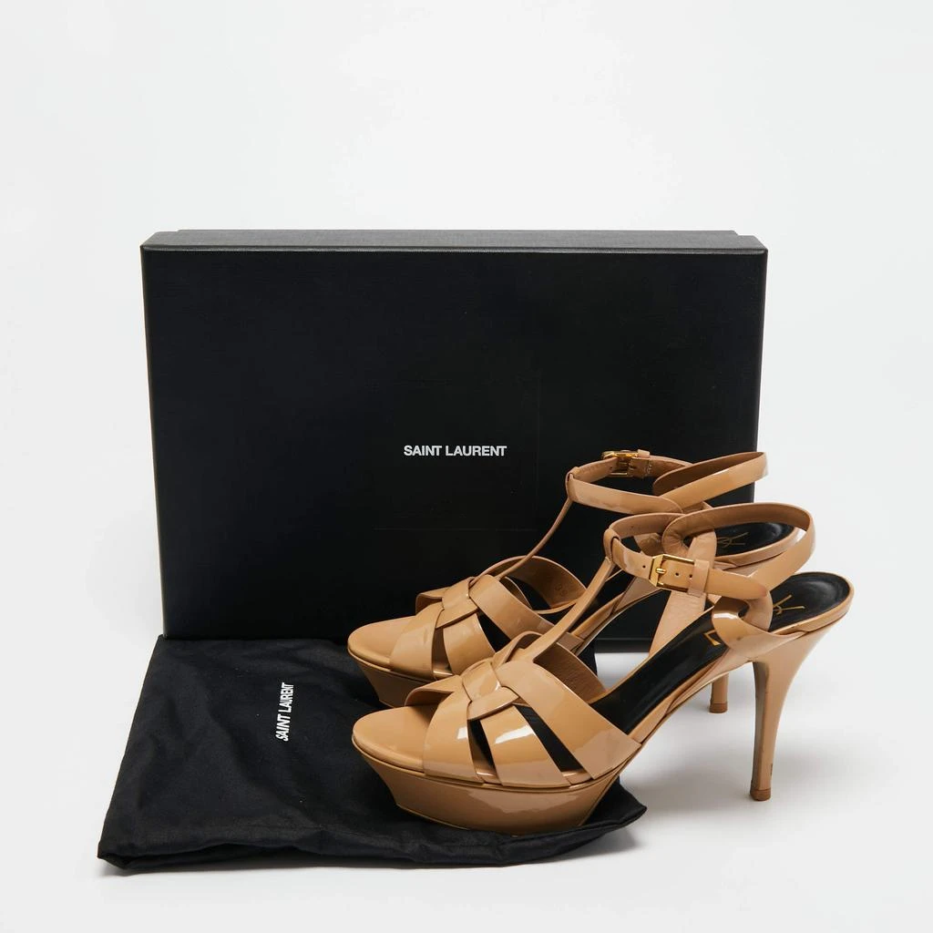 Yves Saint Laurent Beige Patent Leather Tribute Sandals Size 39 商品