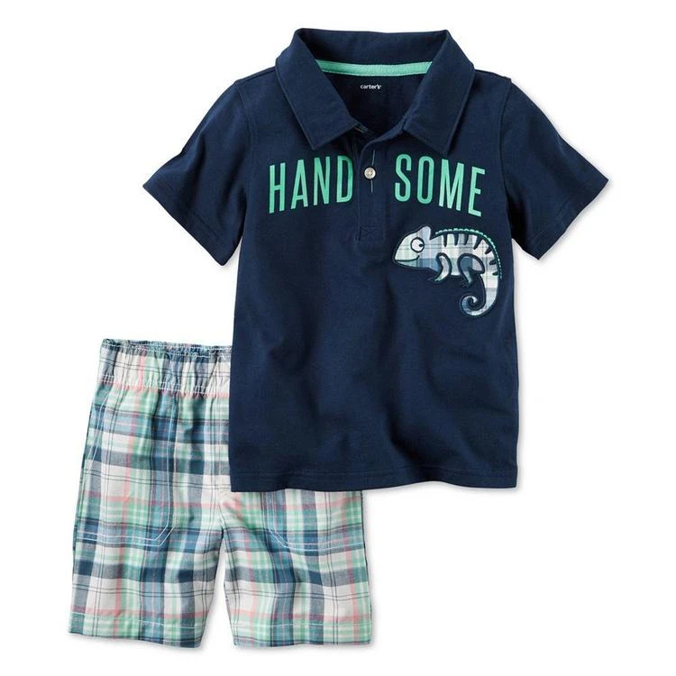 商品Carter's|2-Pc. Cotton Handsome Polo & Plaid Shorts Set, Baby Boys (0-24 months),价格¥66,第2张图片详细描述