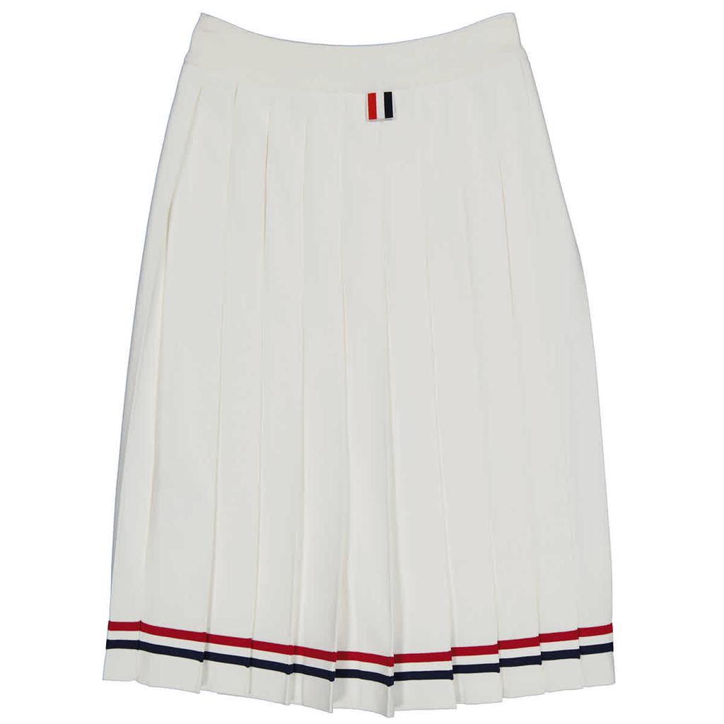 Thom Browne White Elite Pleated Midi Skirt, Brand Size 36 (US Size 4)商品第2张图片规格展示