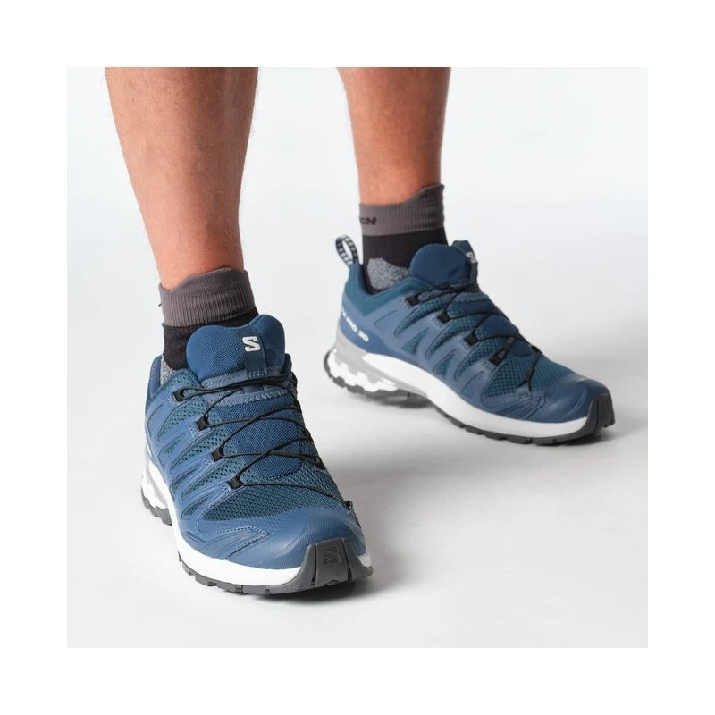 商品Salomon|Salomon萨洛蒙 XA PRO 3D V9系列男士深蓝色/冰蓝色/合金灰色织物跑鞋,价格¥1207,第1张图片