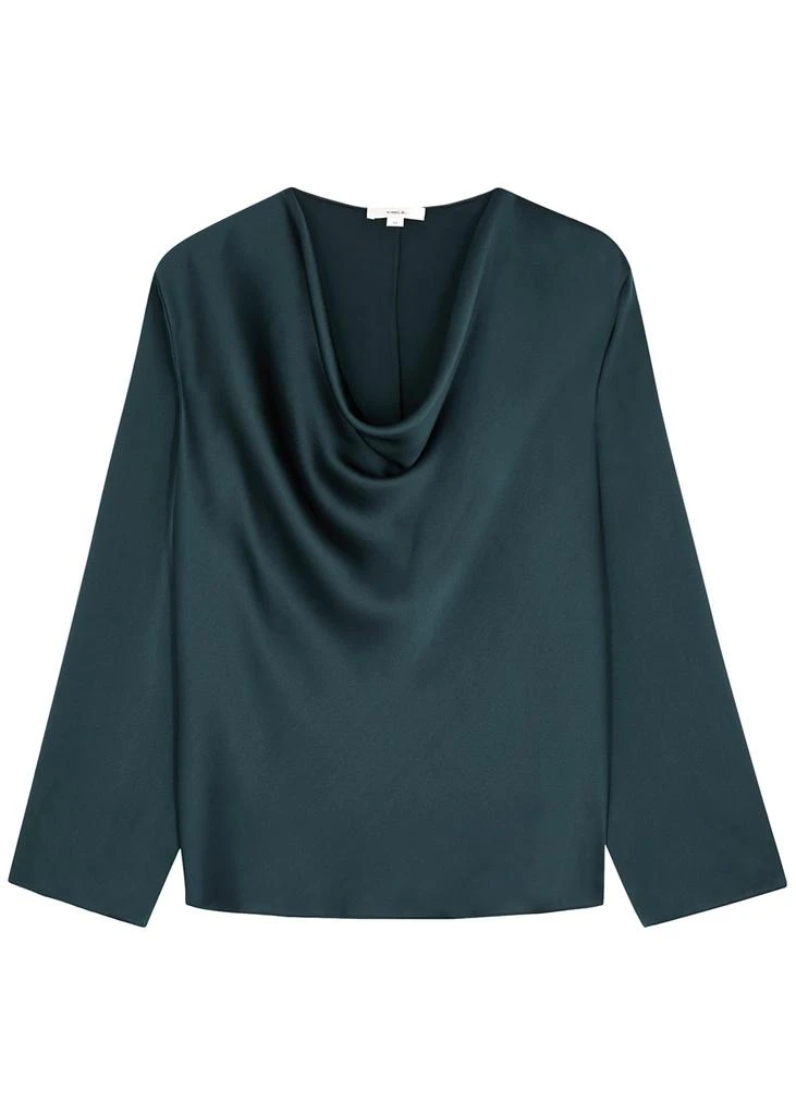 商品Vince|Teal draped silk-satin blouse,价格¥3646,第1张图片