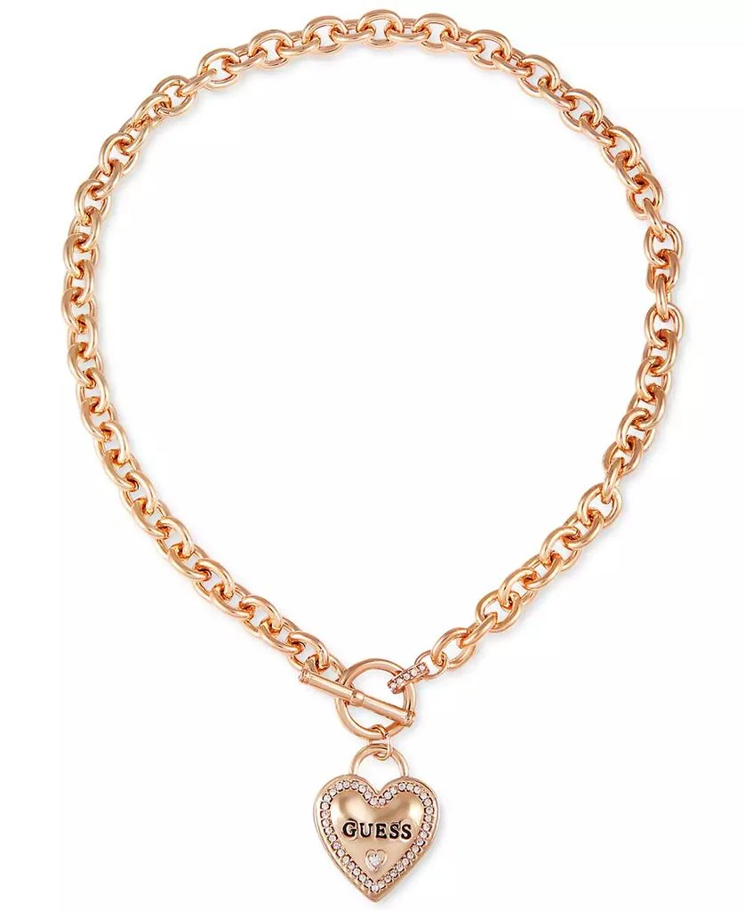 商品GUESS|My Sparkly Valentine Logo Heart Pendant 17” Toggle Necklace,价格¥238,第1张图片