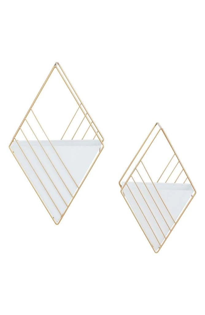 商品COSMO BY COSMOPOLITAN|White Metal Indoor Outdoor Hanging Geometric Wall Planter - Set of 2,价格¥377,第5张图片详细描述