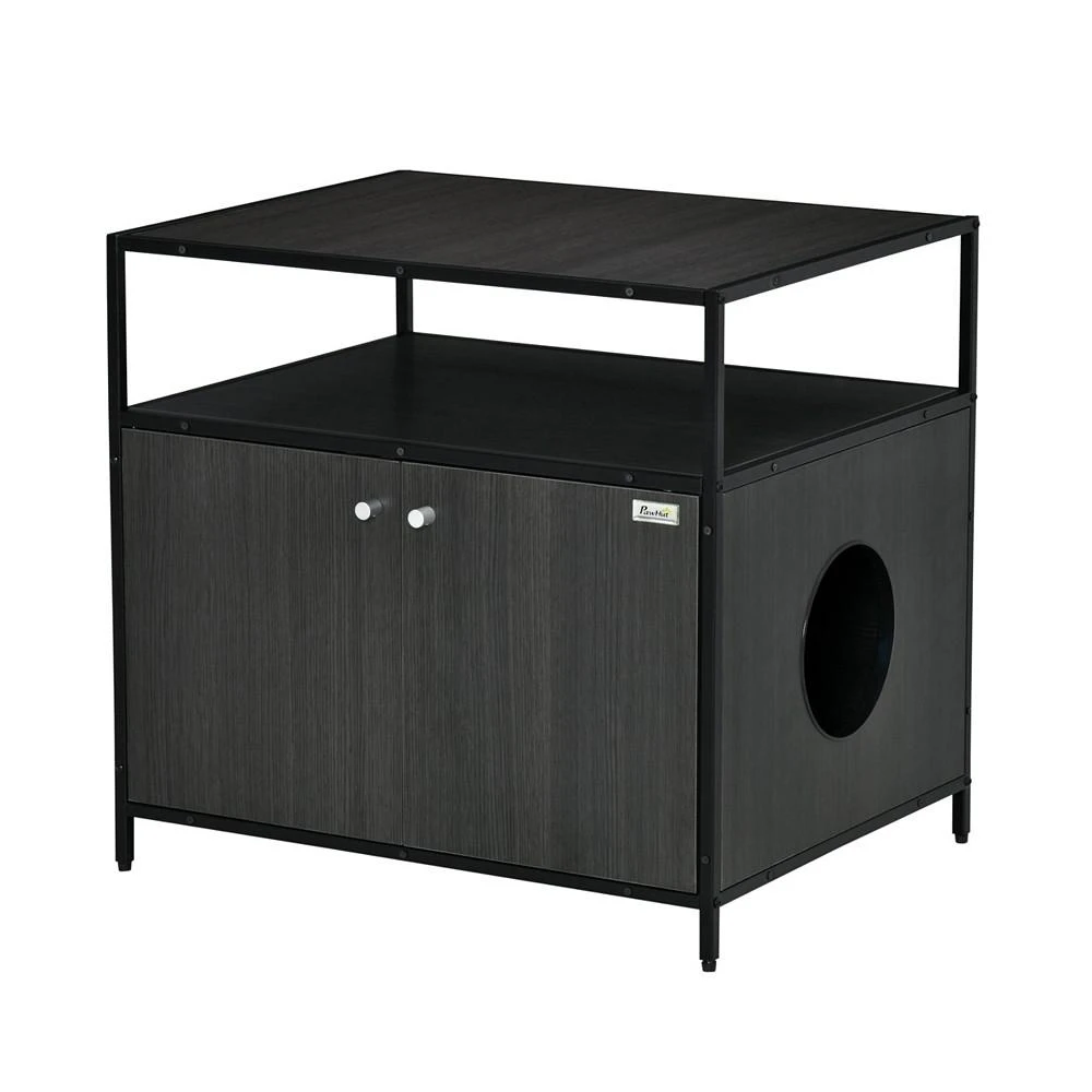 商品PawHut|Pet Cat Litter Box w/ Easy-entry Wide Surface Adjustable Shelves,价格¥1005,第1张图片