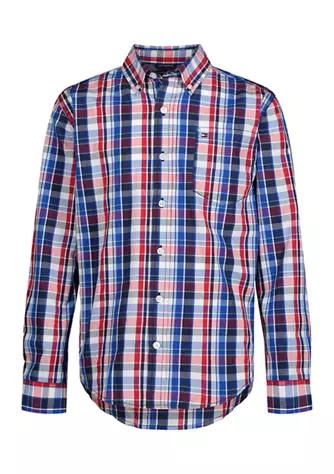 Boys 8-20 Long Sleeve Plaid Shirt商品第1张图片规格展示