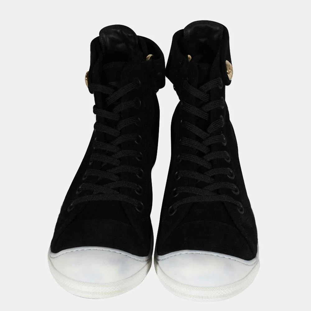 商品[二手商品] Louis Vuitton|Louis Vuitton Black Suede High Sneakers (39.5 EUR),价格¥4106,第3张图片详细描述