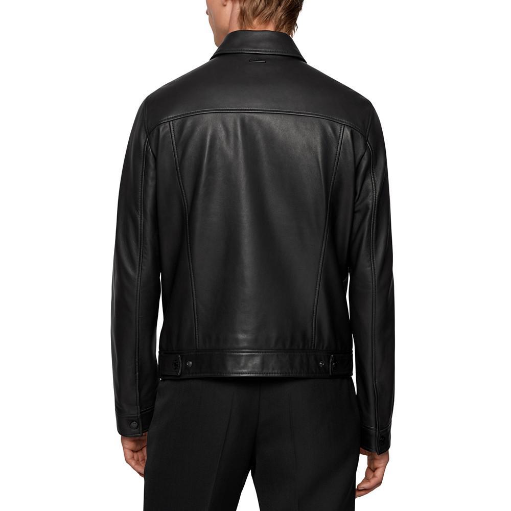 商品Hugo Boss|BOSS Men's Trucker-Style Leather Jacket,价格¥4244,第4张图片详细描述