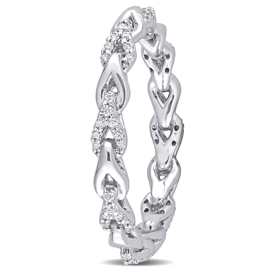 商品Amour|10k White Gold 1/3 CT TGW Created White Moissanite Eternity Ring,价格¥1890,第2张图片详细描述