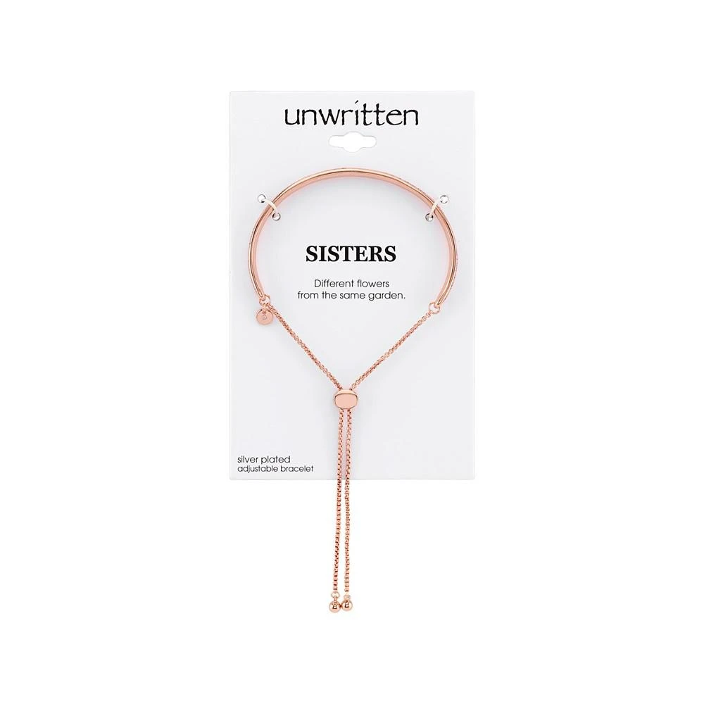 商品Unwritten|Rose Gold Tone "Sisters" Adjustable Bolo Bracelet in Stainless Steel with Silver Plated Charms,价格¥252,第2张图片详细描述