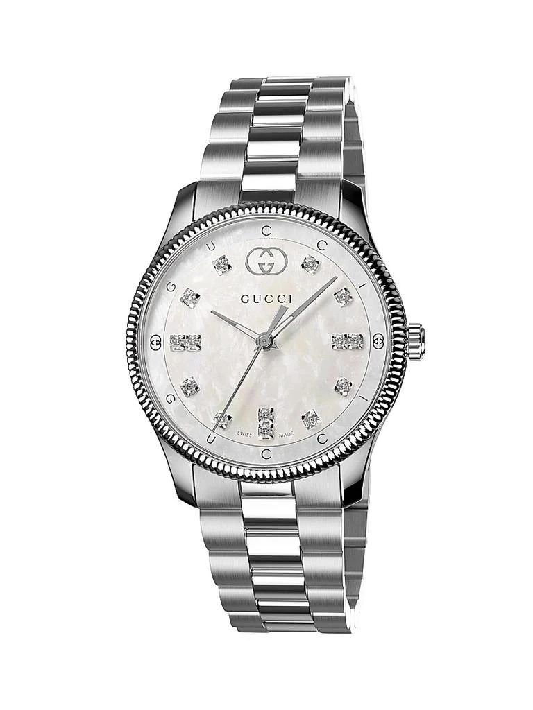 商品Gucci|G-Timeless Stainless Steel & 0.12 TCW Diamond Watch,价格¥15695,第1张图片