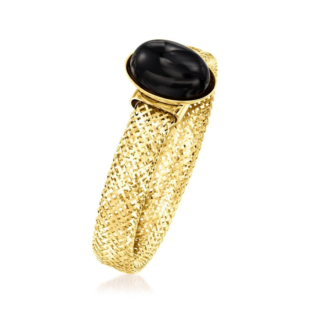 商品Ross-Simons|Italian Black Onyx Mesh Stretch Ring in 14kt Yellow Gold,价格¥1330,第3张图片详细描述