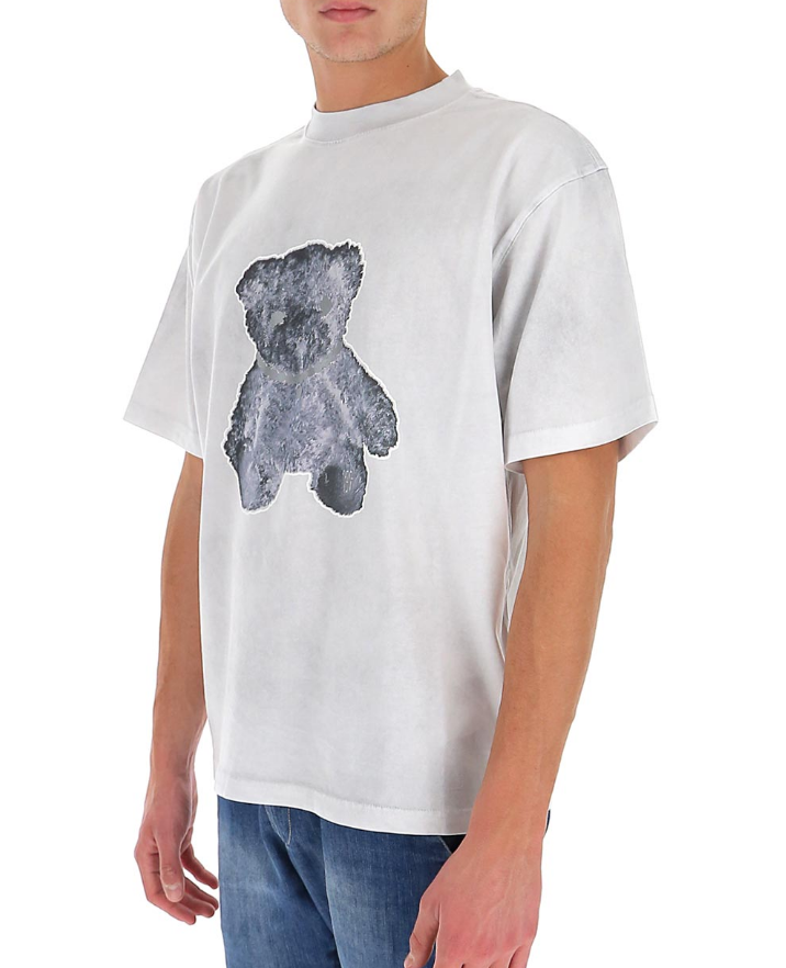 短袖小熊项链印花 反光个性短袖T恤 男女同款 黑白2色（香港仓发货）商品第4张图片规格展示