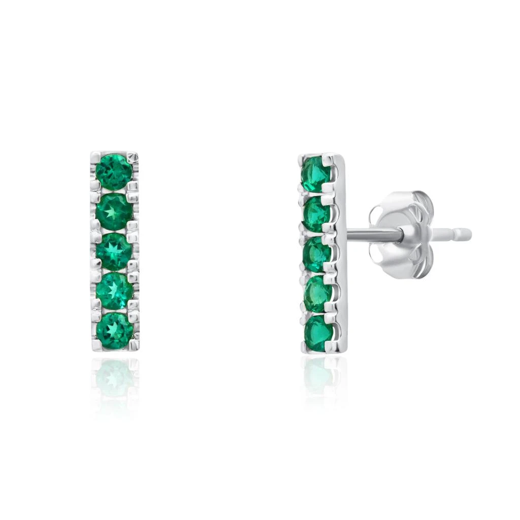 14k White Gold Small 2mm Gemstone Bar Stud Earrings with Push Backs 商品