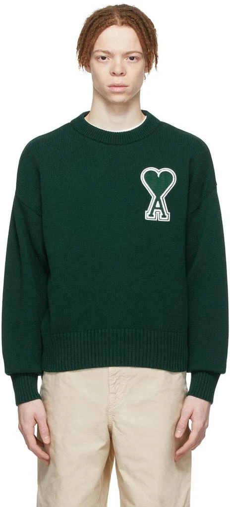 商品AMI|SSENSE Exclusive Green Ami de Cœur Sweater,价格¥1938,第1张图片