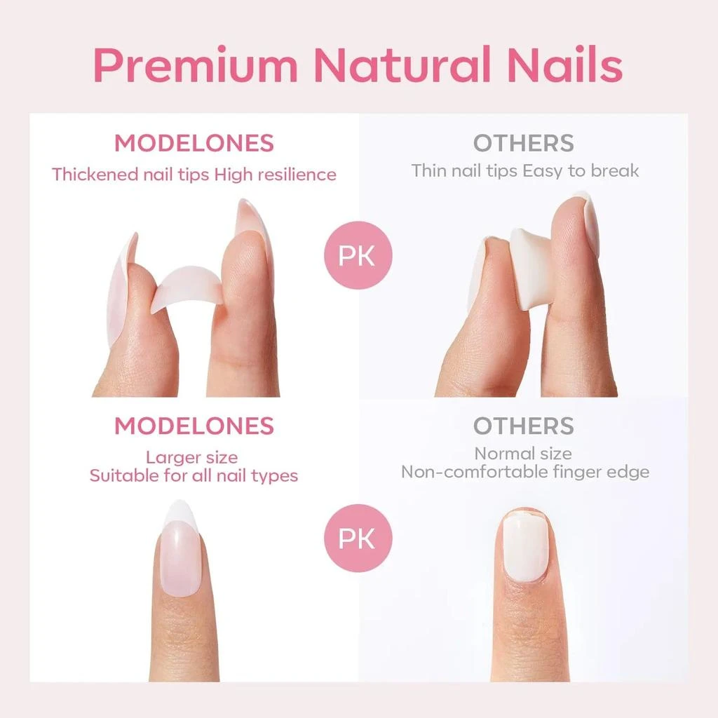 French Lady - 24 Fake Nails 12 Sizes Short Almond Press on Nails Kit 商品