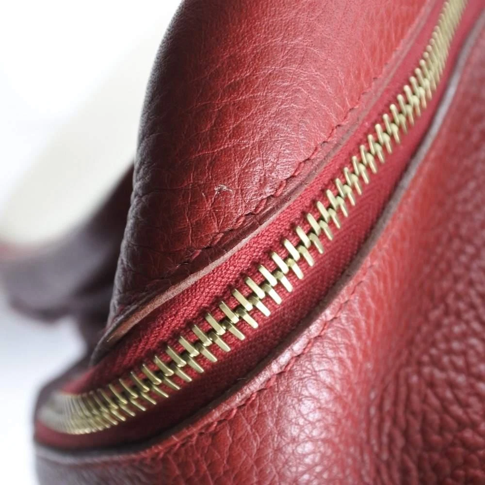 商品[二手商品] Hermes|Hermes Victoria Women's Toile H,Taurillon Clemence Leather Shoulder Bag Natural,Red Color,价格¥13982,第5张图片详细描述