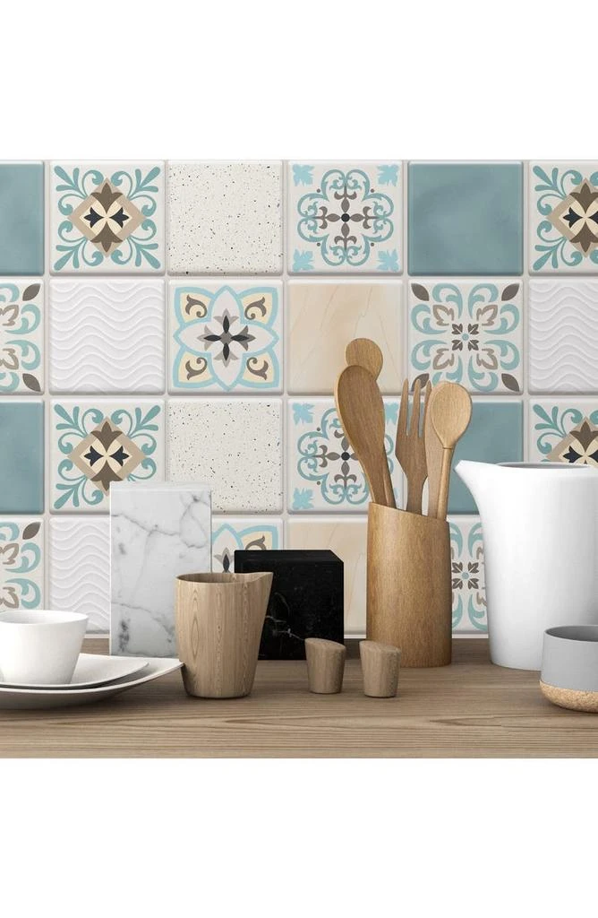 商品WALPLUS|Spanish Retro Mediterranean Crush Glossy 3D Tile Sticker 16-Piece Set,价格¥321,第1张图片