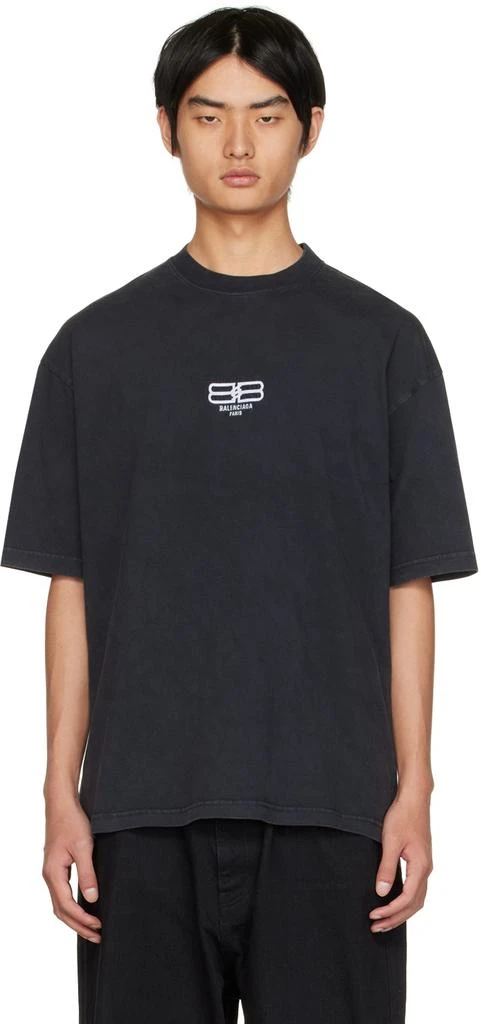 商品Balenciaga|Black BB Paris Icon T-Shirt,价格¥3103,第1张图片