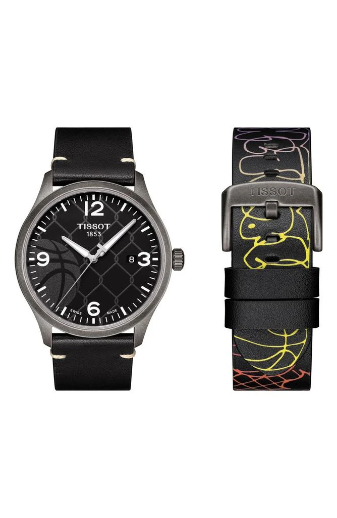 商品Tissot|Men's Gent XL 3x3 Street Basketball Leather Strap Watch, 42mm,价格¥1710,第3张图片详细描述