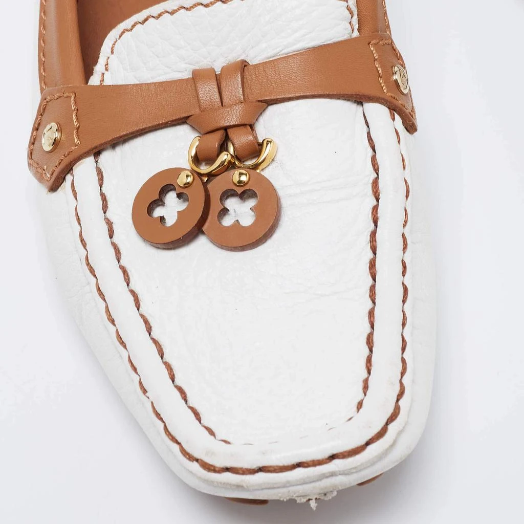 Louis Vuitton White/Tan Leather Charm Loafers Size 39.5 商品