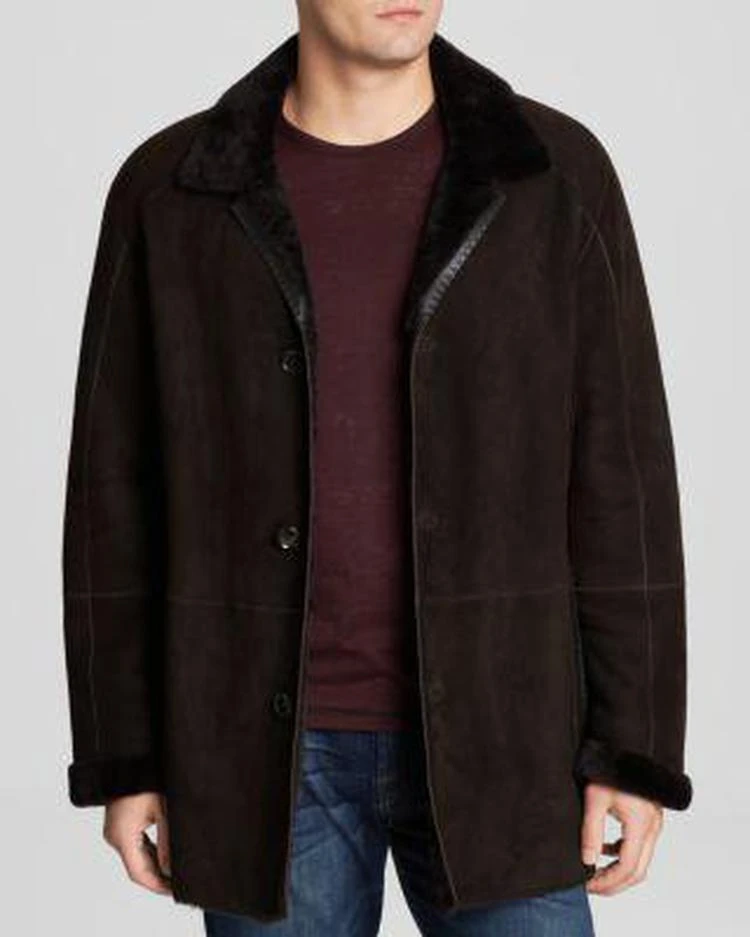 商品Maximilian|Maximilian Dyed Lamb Shearling Coat with Leather Trim,价格¥13501,第1张图片