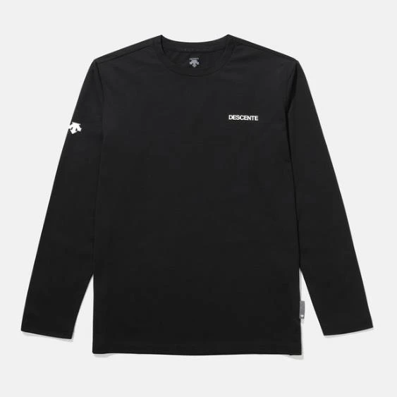 商品DESCENTE|【享贝家】（国内现货）DESCENTE 迪桑特 圆领运动长袖 侧面小标 男款 黑色 SN323UTL71-BLK G-QD,价格¥423,第1张图片